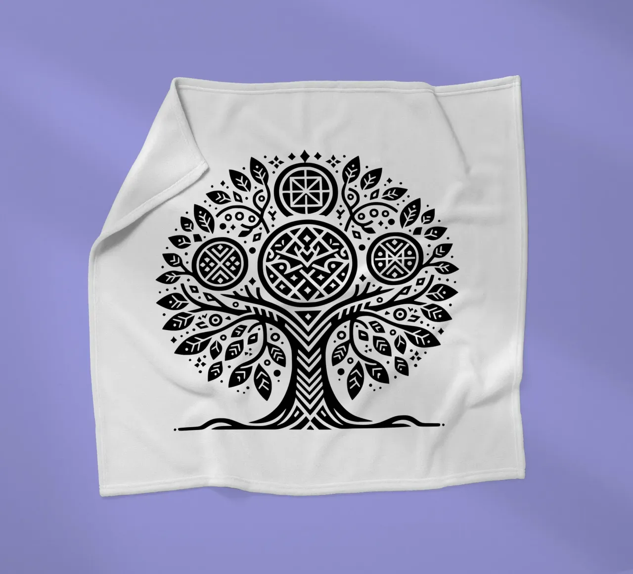 Albero della vita in bianco e nero coperta in pile da Spiritual Touch