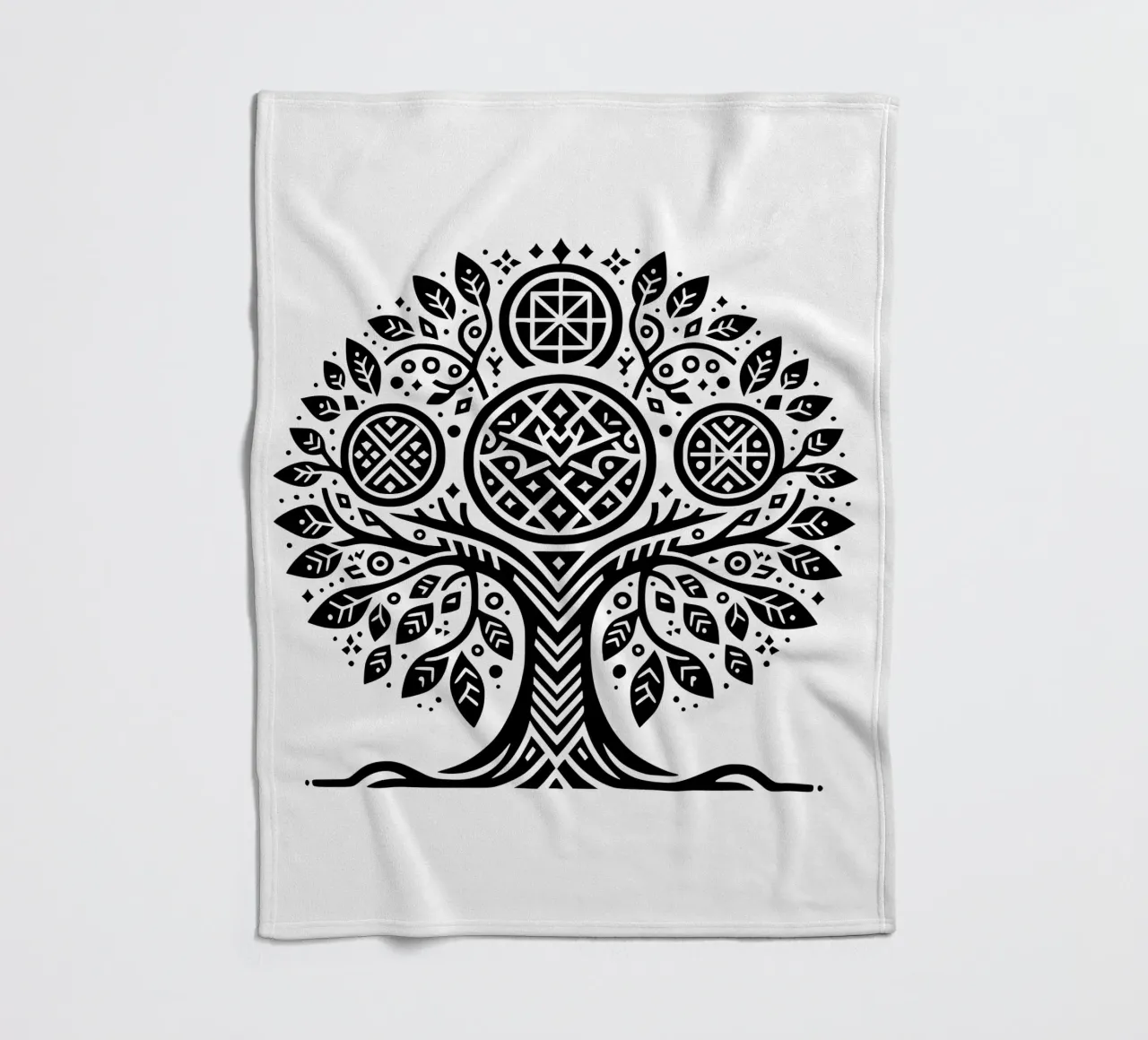 Albero della vita in bianco e nero coperta in pile da Spiritual Touch