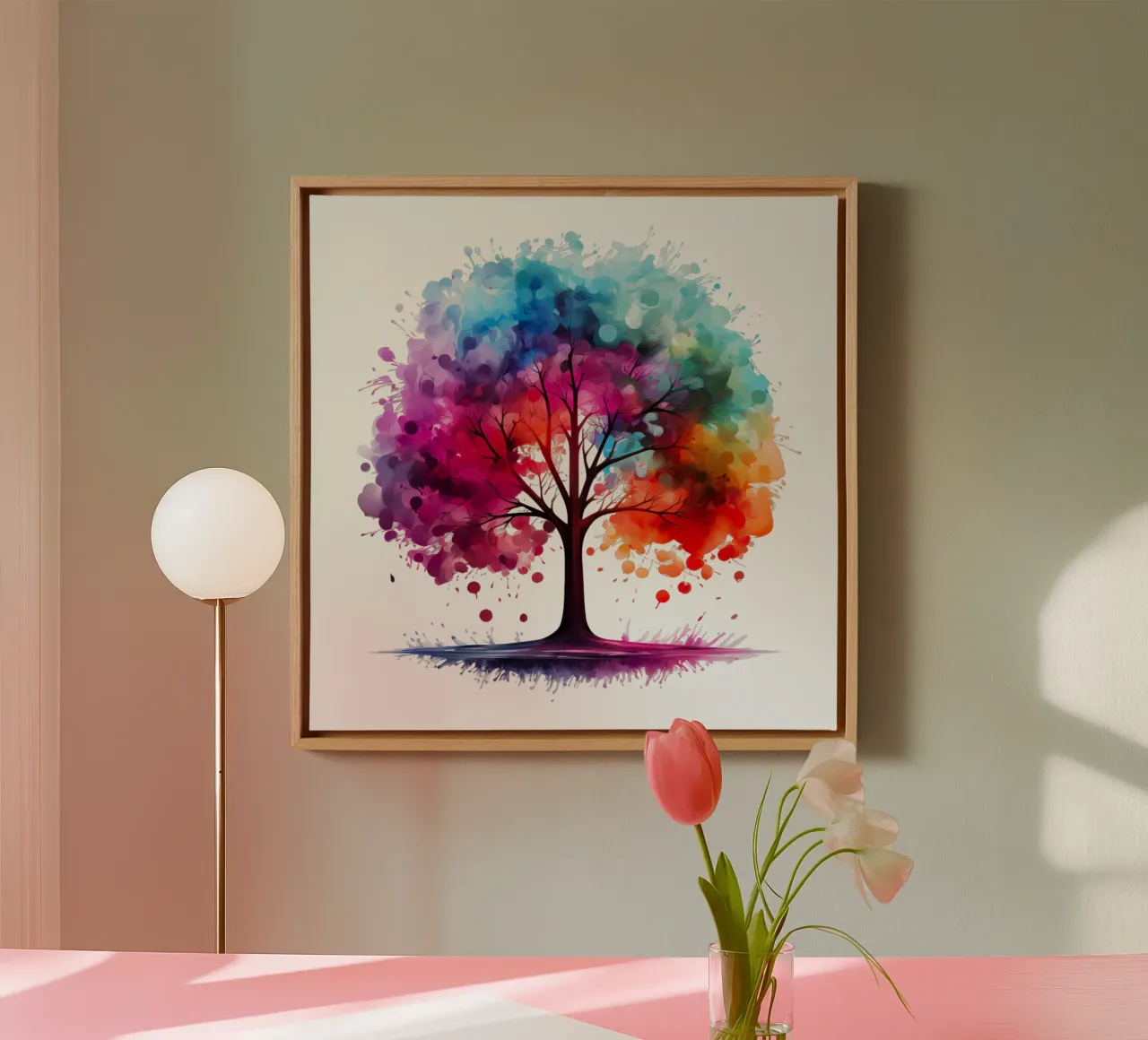 Albero della vita colorato tela con Cornice a cassetta da Spiritual Touch