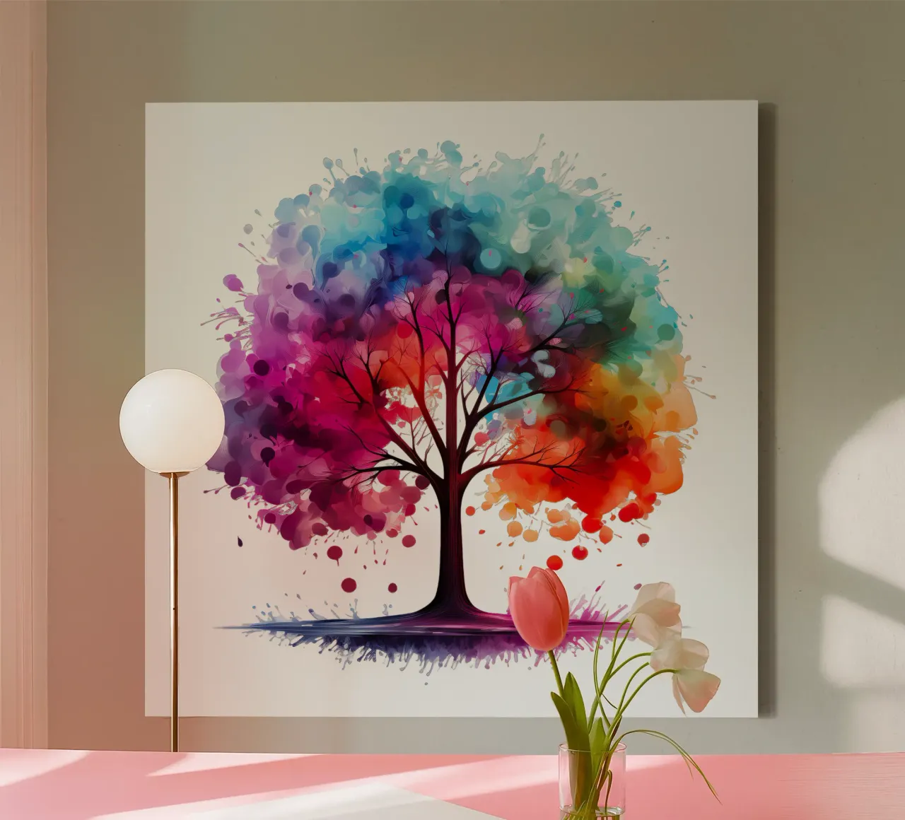 Albero della vita colorato tela con Cornice a cassetta da Spiritual Touch