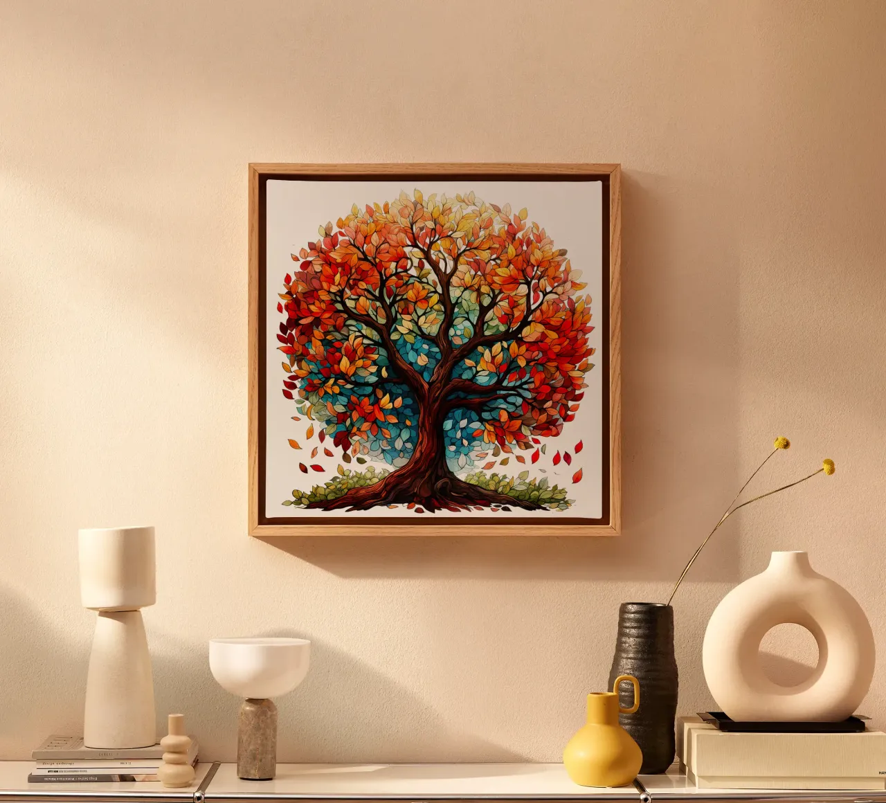Albero della vita colorato tela con Cornice a cassetta da Spiritual Touch