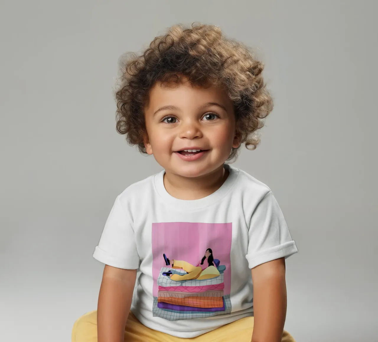 Ontspannen op bed baby t-shirt van Demar Galleria