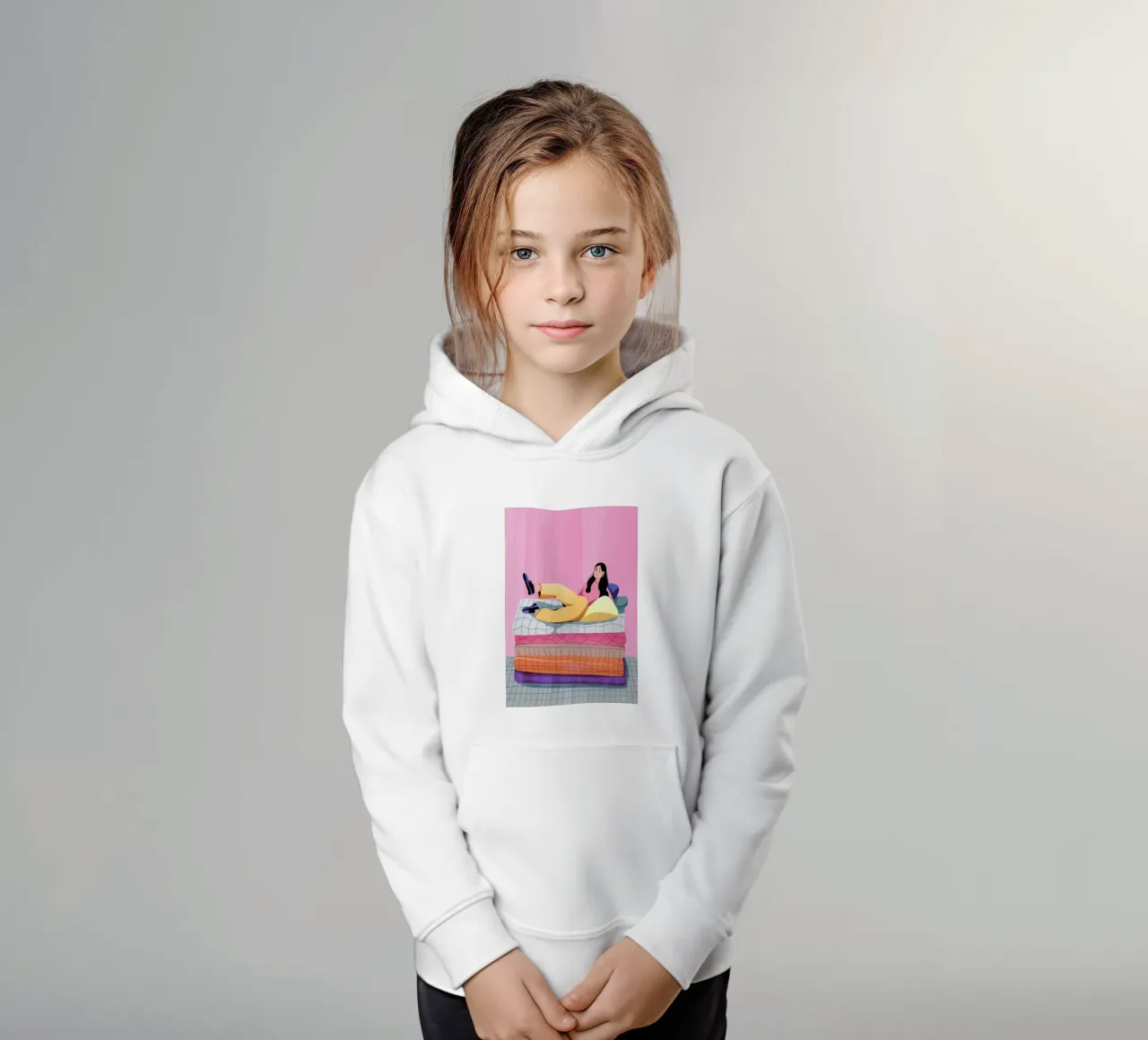 Relaxing on Bed kids hoodie by Demar Galleria