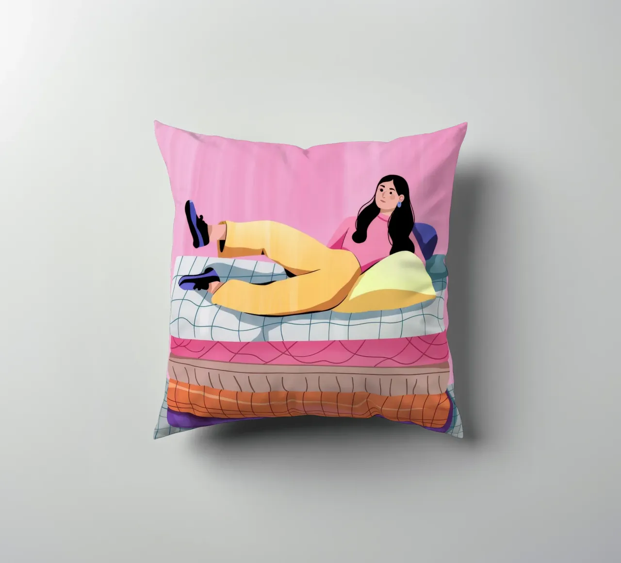 Relaxing on Bed decorative cushion by Demar Galleria
