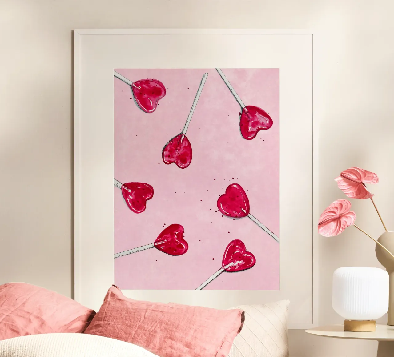 Lollipop Heart poster con telaio in alluminio da Illustration Raissa Oltmanns
