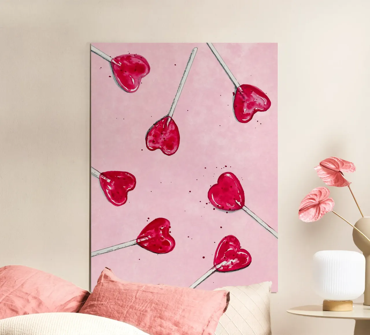 Lollipop Heart poster con telaio in alluminio da Illustration Raissa Oltmanns