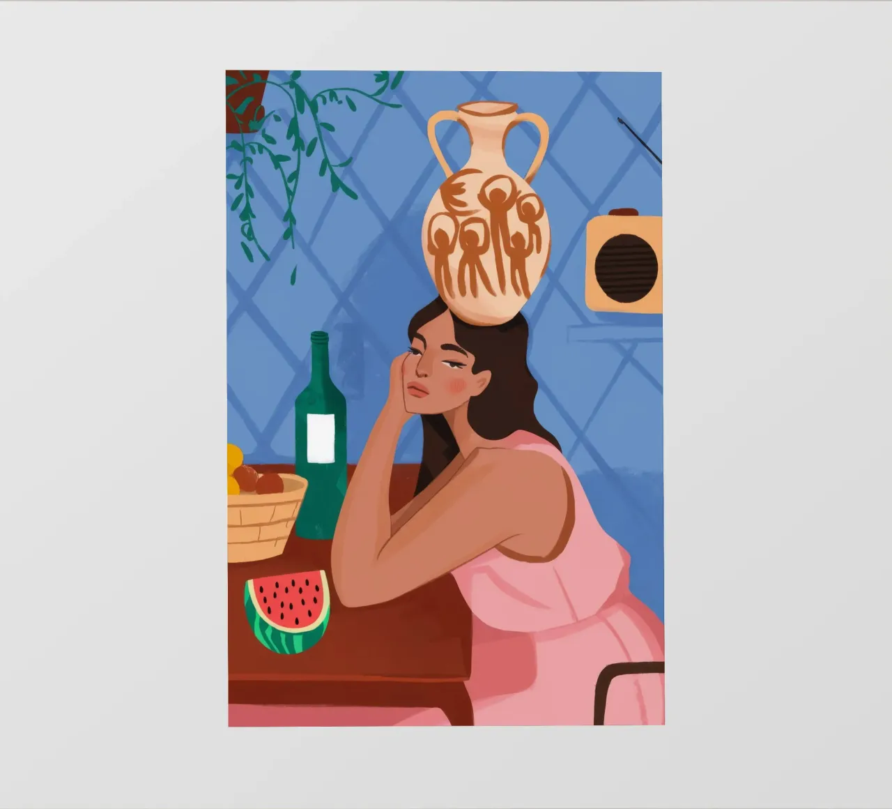 Donna con vaso telo in pvc da Demar Galleria