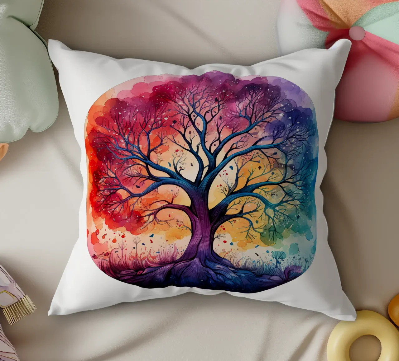 Albero della vita colorato cuscino da Spiritual Touch