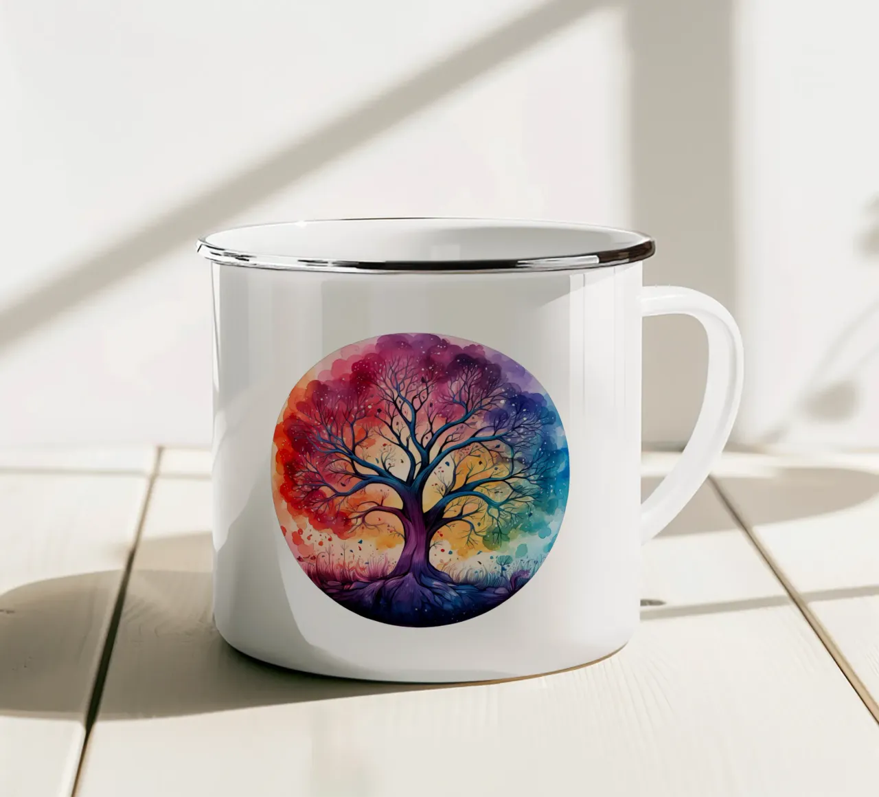 Albero della vita colorato tazza in smalto da Spiritual Touch