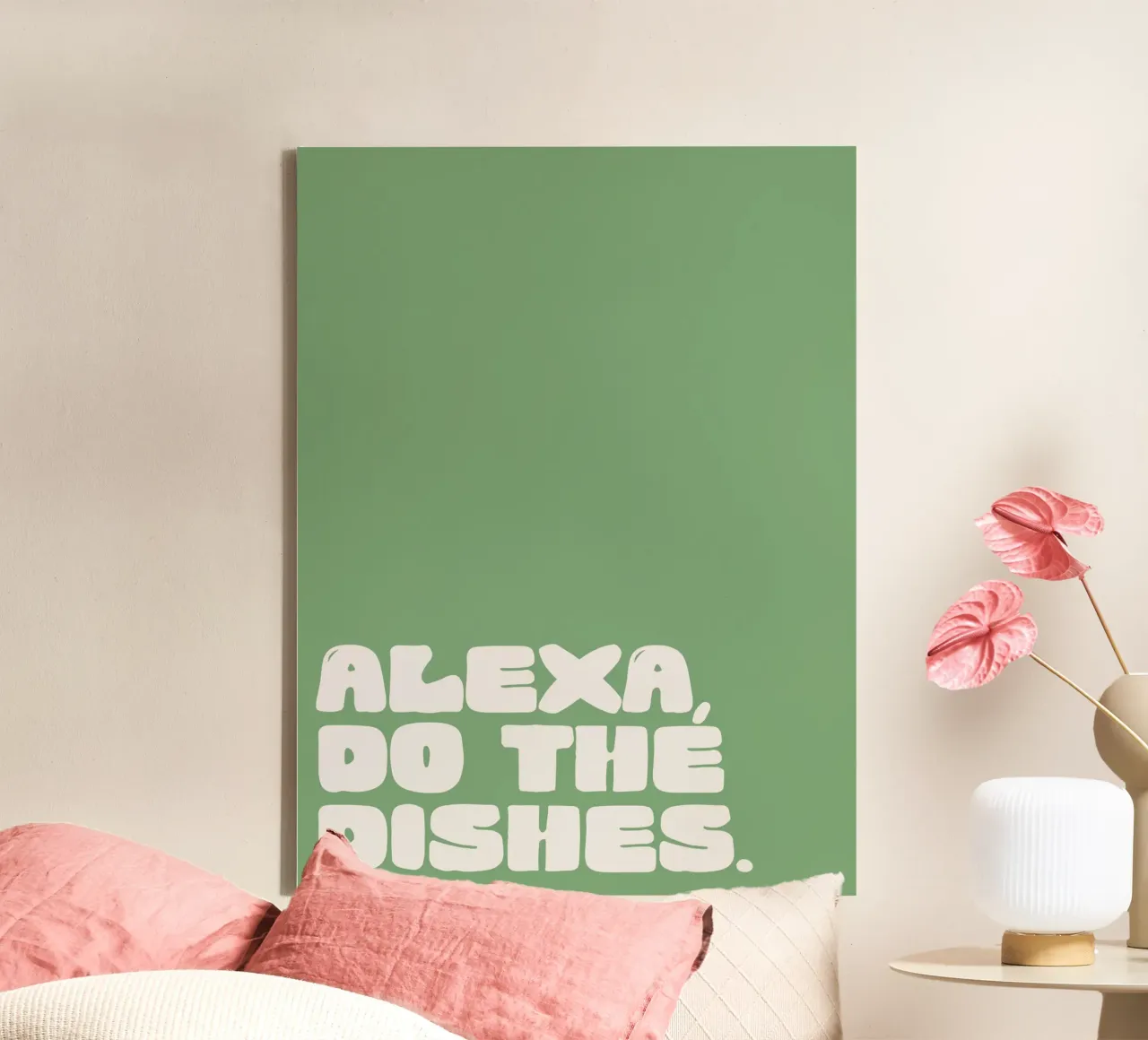 Alexa, Do The Dishes (green) tela con Cornice a cassetta da treechild