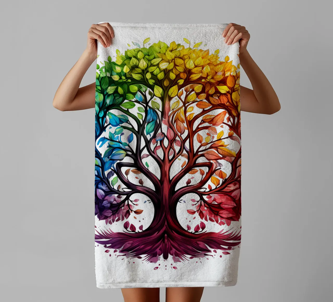 Albero della vita colorato asciugamano da bagno da Spiritual Touch
