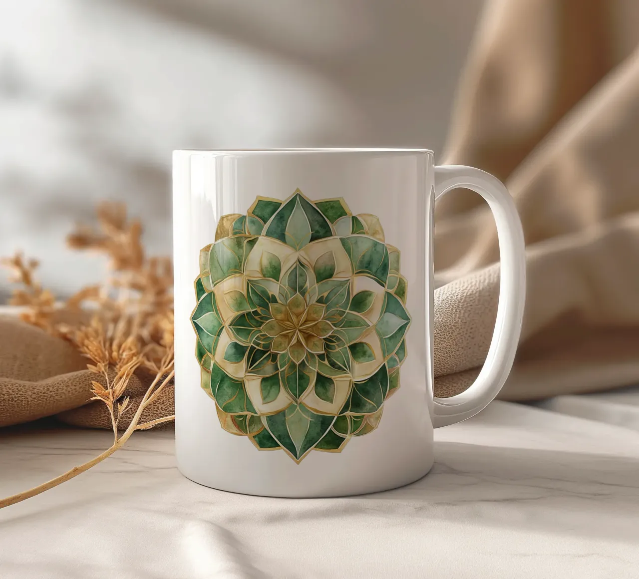 Mandala di salvia ad acquerello tazza in ceramica da Spiritual Touch