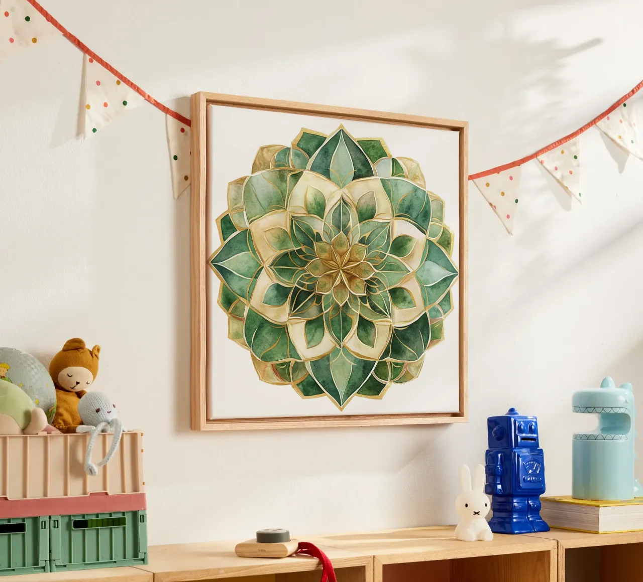 Mandala di salvia ad acquerello tela con Cornice a cassetta da Spiritual Touch