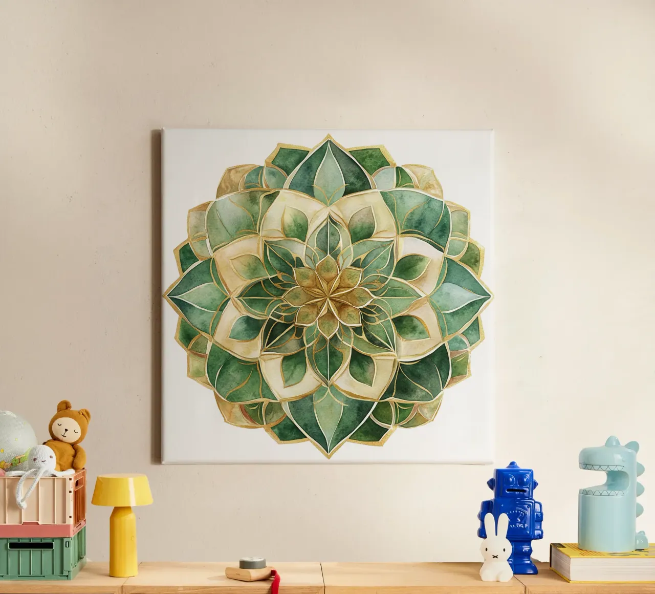 Mandala di salvia ad acquerello tela con Cornice a cassetta da Spiritual Touch