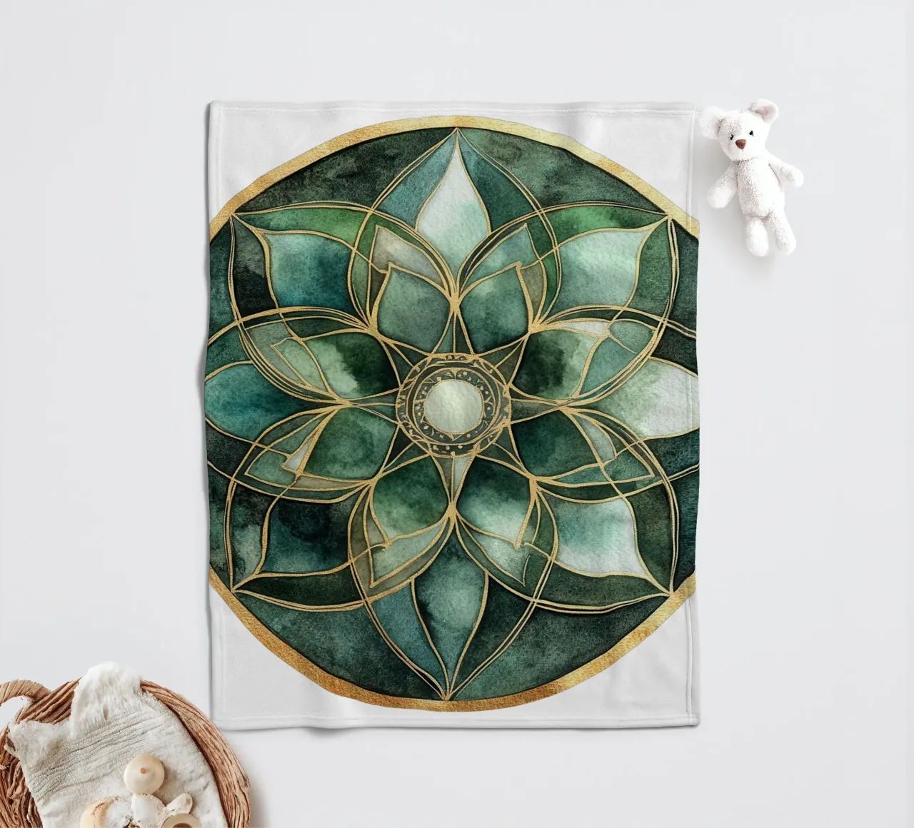 Mandala di salvia ad acquerello coperta in pile da Spiritual Touch