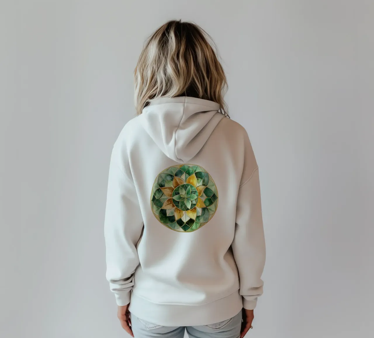 Mandala di salvia ad acquerello felpa con cappuccio da Spiritual Touch