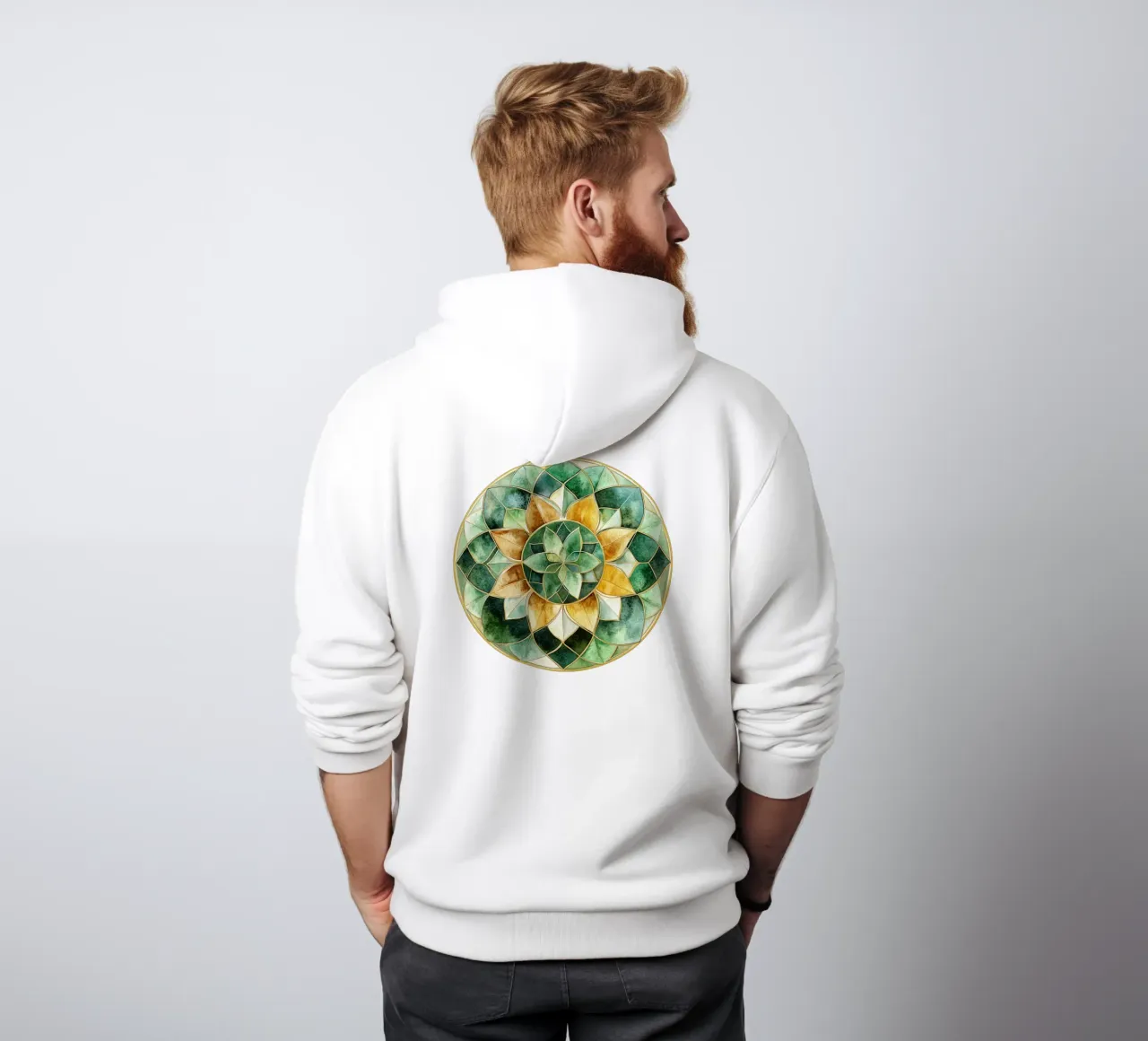 Mandala di salvia ad acquerello felpa con cappuccio da Spiritual Touch