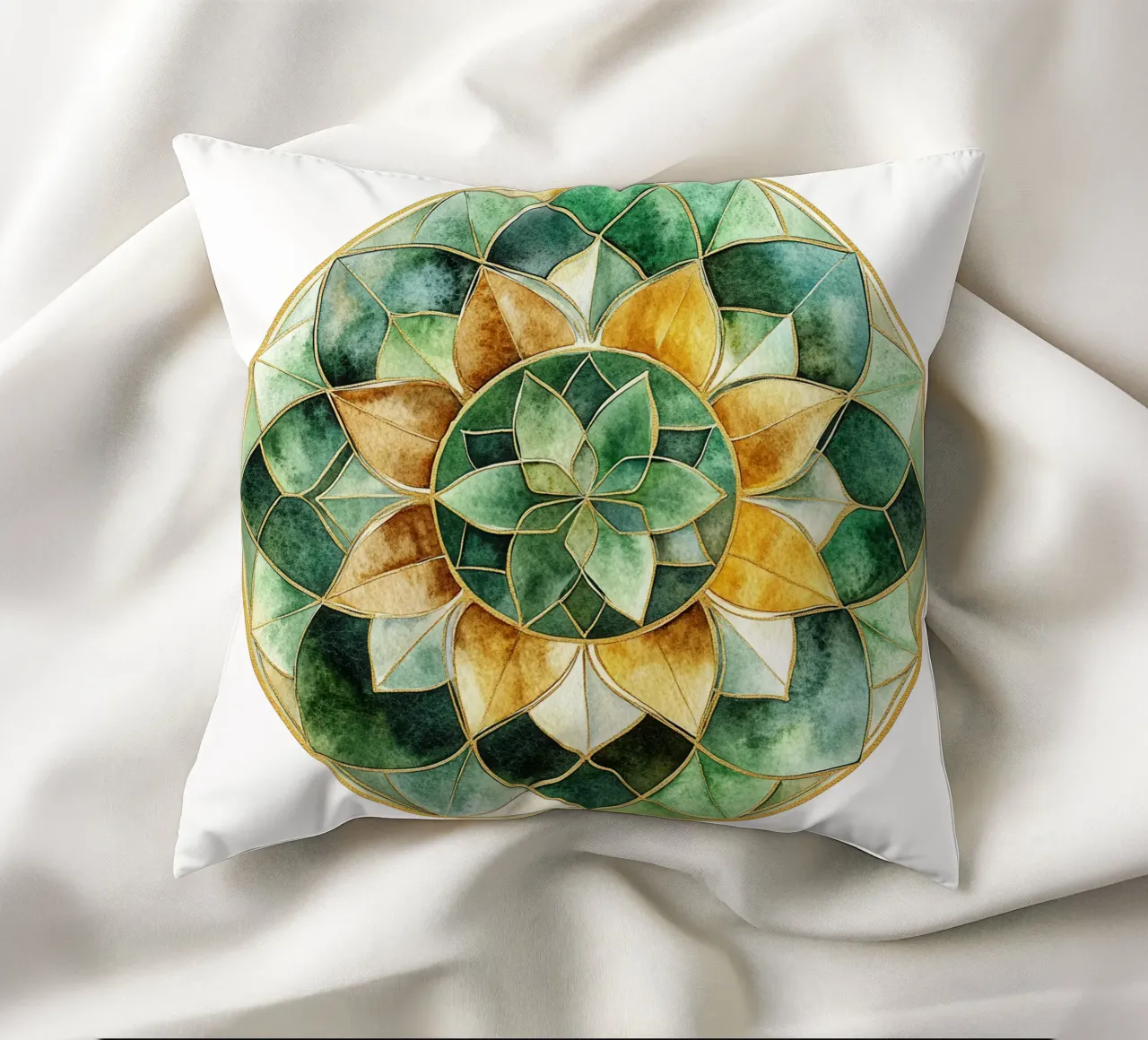 Mandala di salvia ad acquerello cuscino da Spiritual Touch