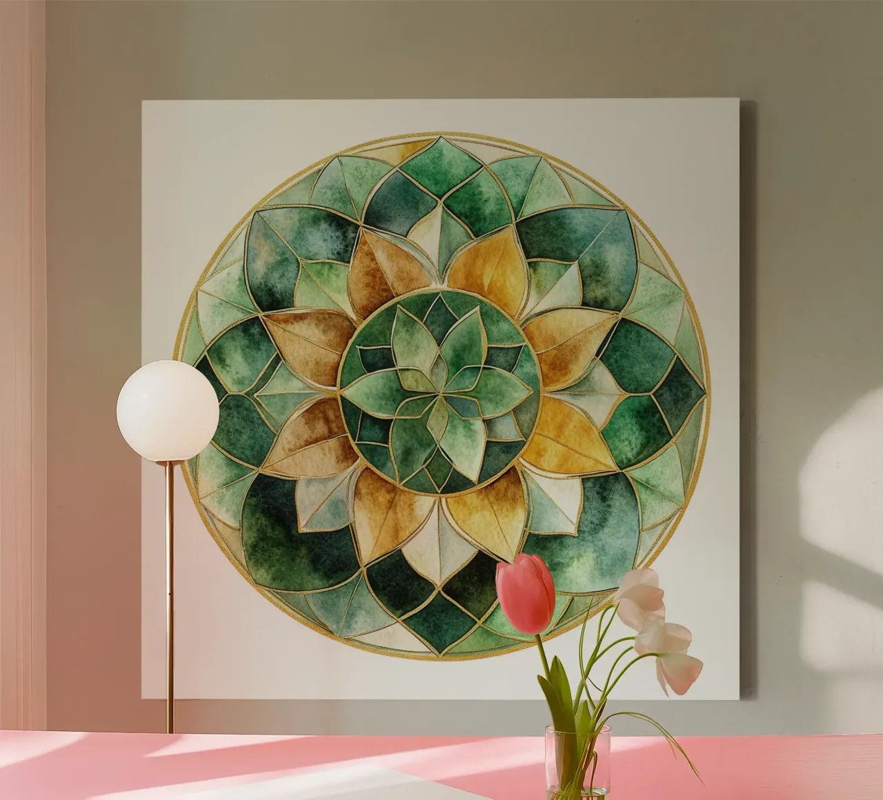 Mandala di salvia ad acquerello tela con Cornice a cassetta da Spiritual Touch