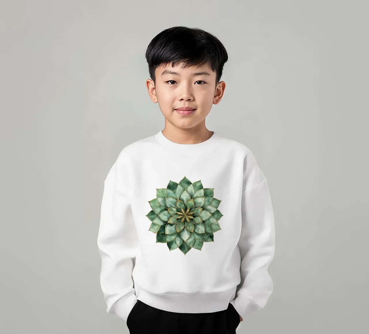 Mandala di salvia ad acquerello felpa bambino da Spiritual Touch