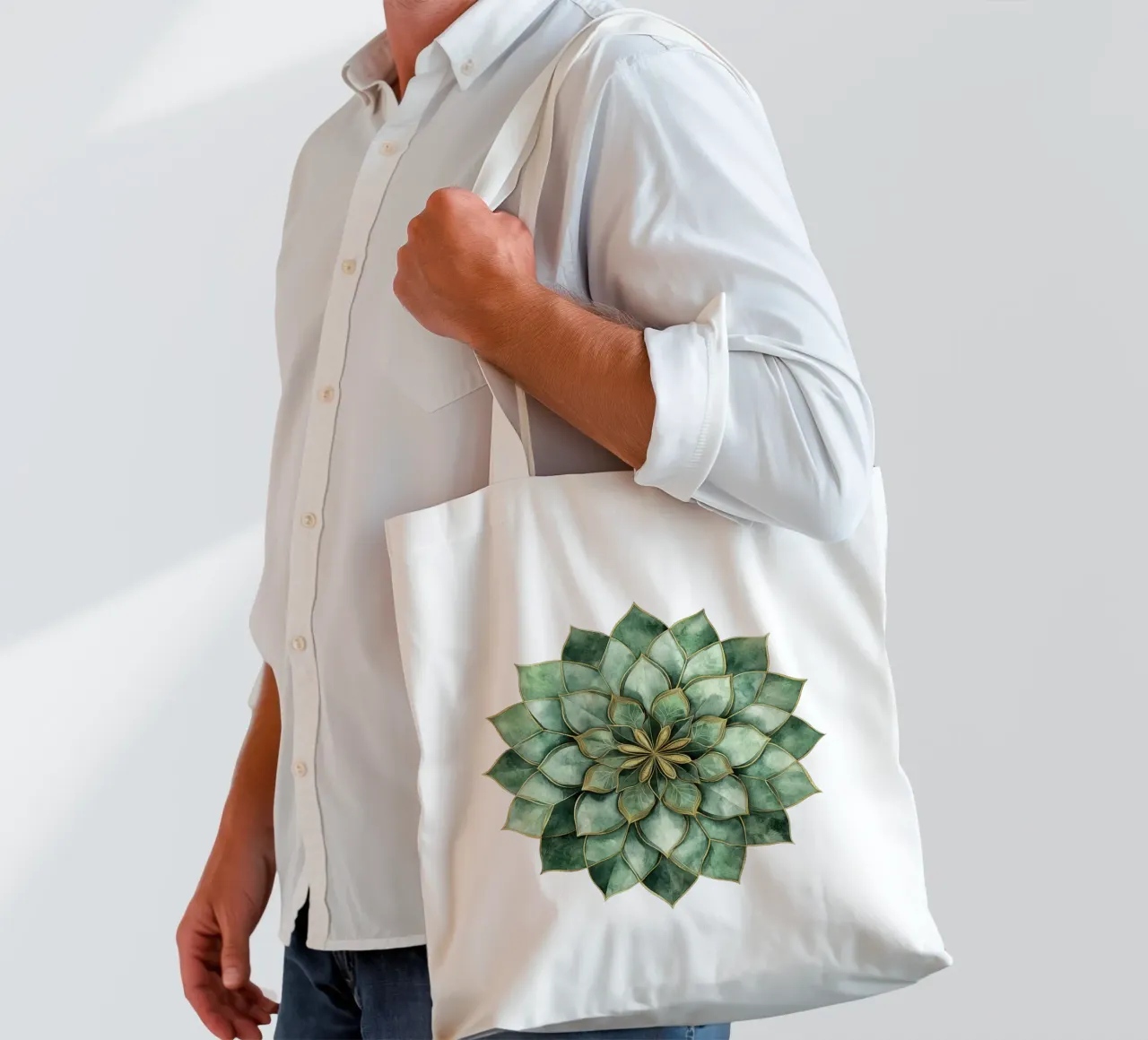 Mandala di salvia ad acquerello borsa in juta da Spiritual Touch