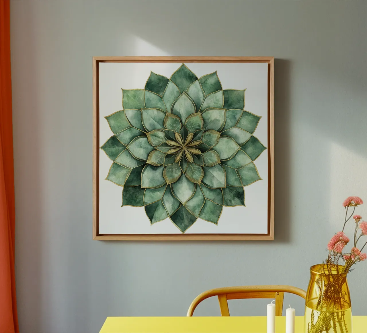 Mandala di salvia ad acquerello tela con Cornice a cassetta da Spiritual Touch