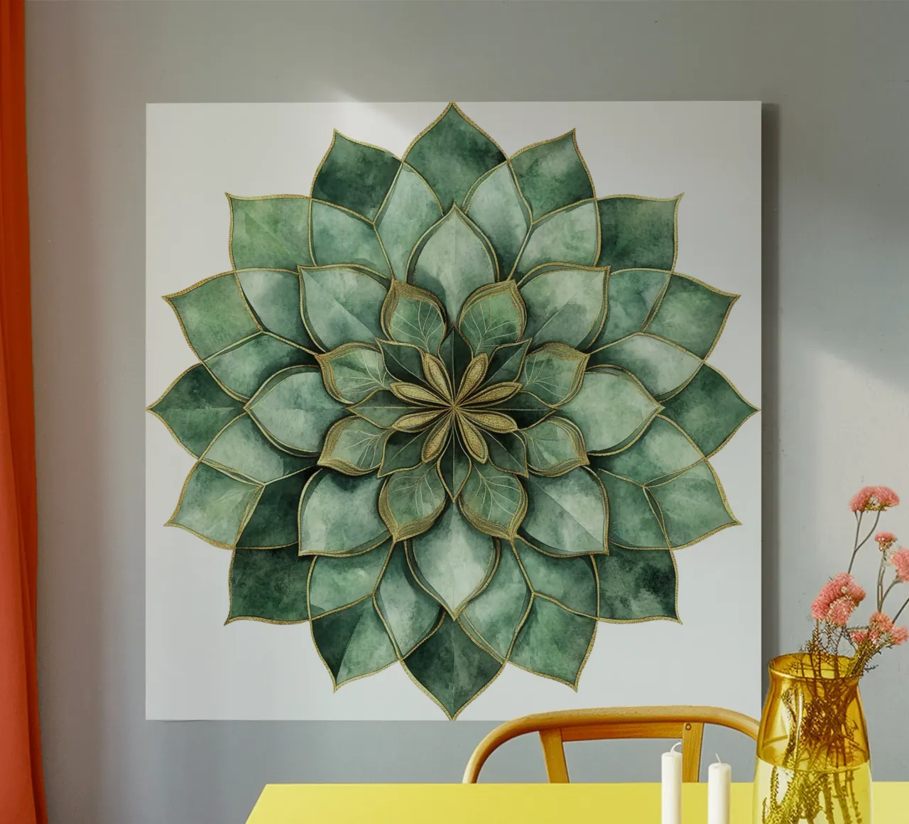 Mandala di salvia ad acquerello tela con Cornice a cassetta da Spiritual Touch
