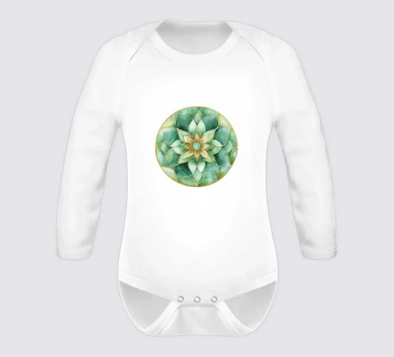 Mandala di salvia ad acquerello body neonato maniche lunghe da Spiritual Touch