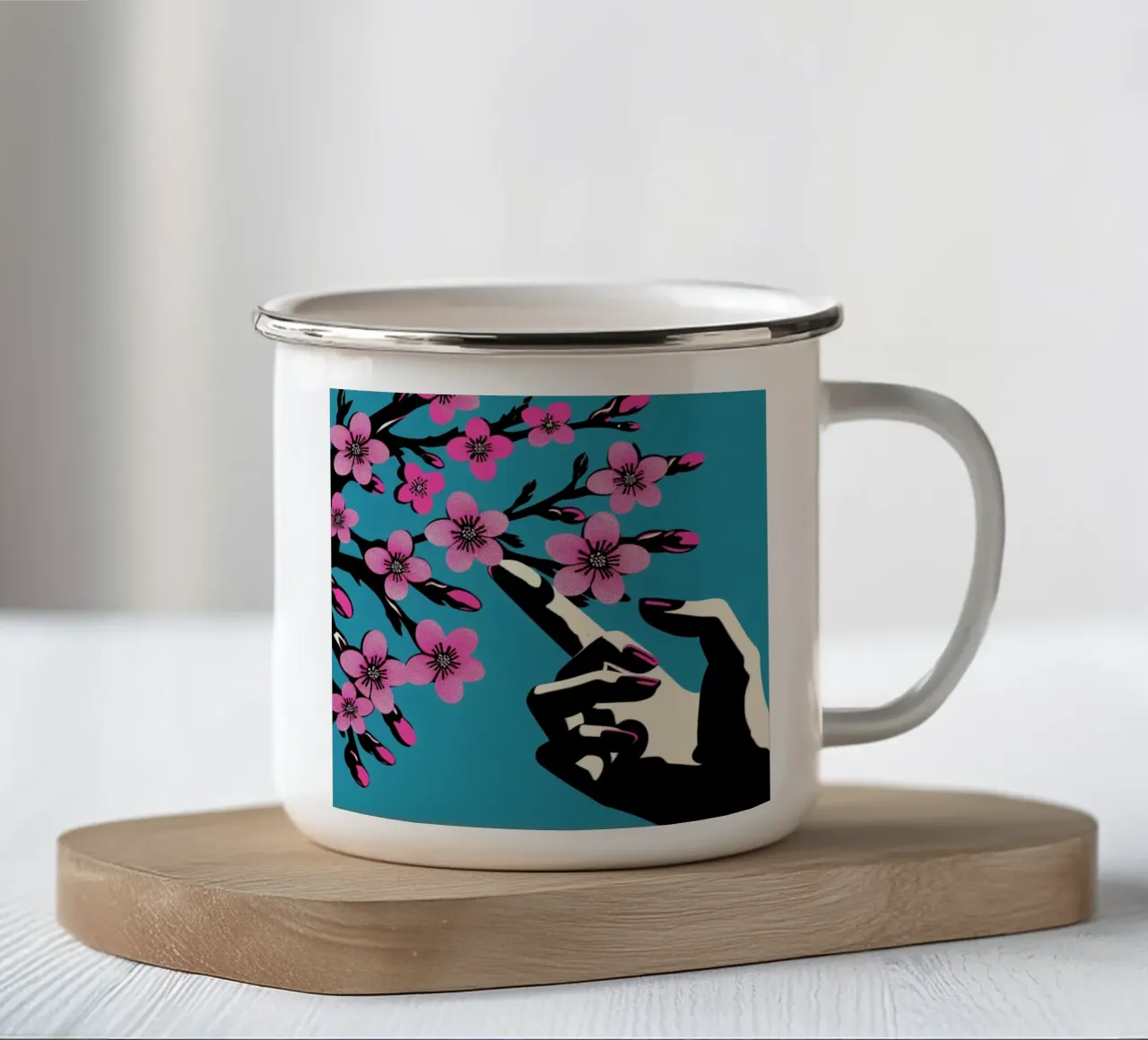 Sakura - Stampa poster d'epoca tazza in smalto da posterprints-by-nomad