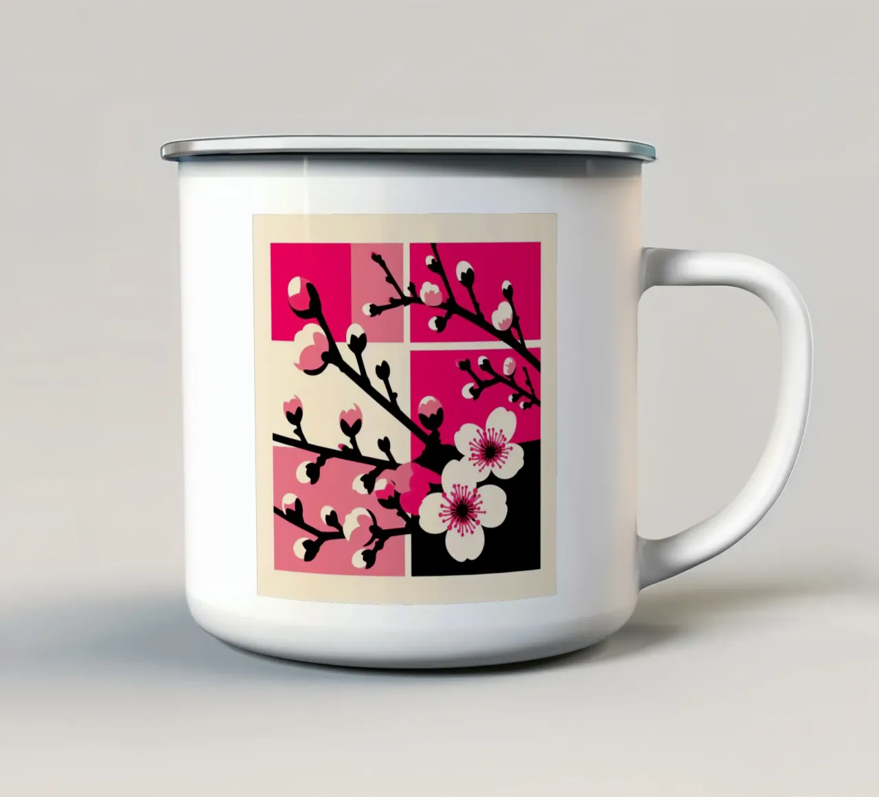 Sakura - Stampa poster d'epoca tazza in smalto da posterprints-by-nomad