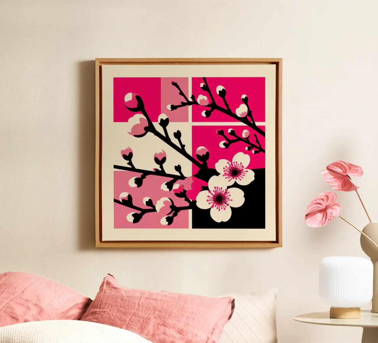 Sakura - Stampa poster d'epoca tela con Cornice a cassetta da posterprints-by-nomad