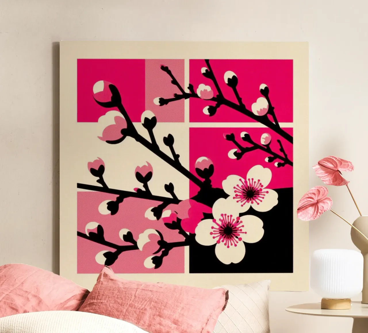 Sakura - Stampa poster d'epoca tela con Cornice a cassetta da posterprints-by-nomad