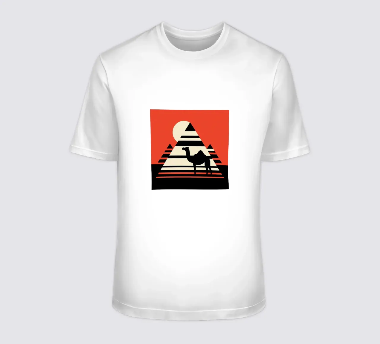 Pyramid with camel - Vintage poster print t-shirt by posterprints-by-nomad