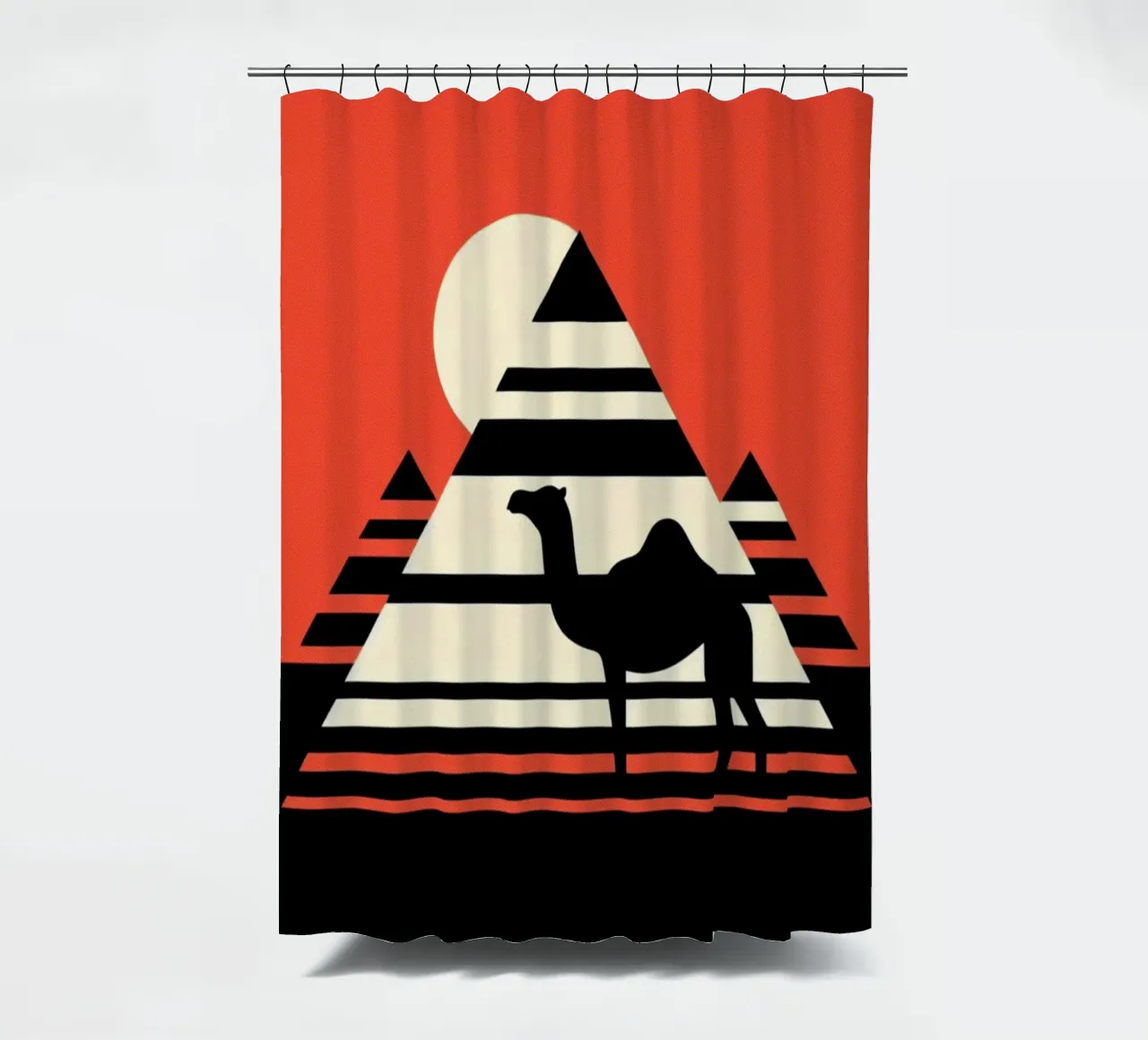 Piramide con cammello - Stampa poster d'epoca tenda da doccia da posterprints-by-nomad