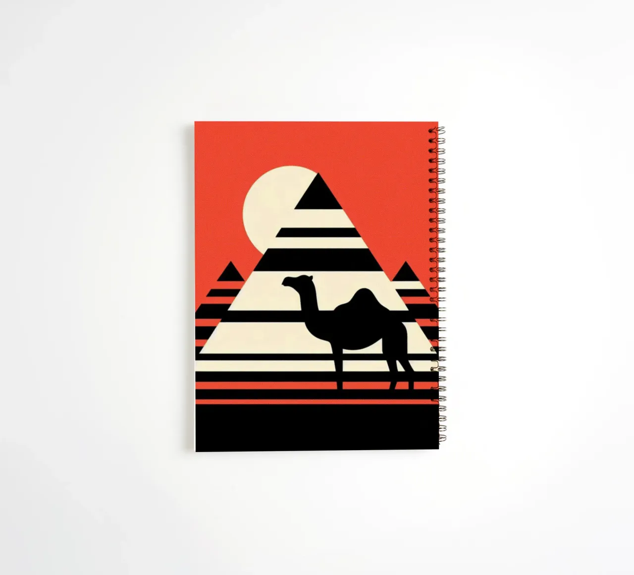 Pyramid with camel - Vintage poster print spiral notebook by posterprints-by-nomad