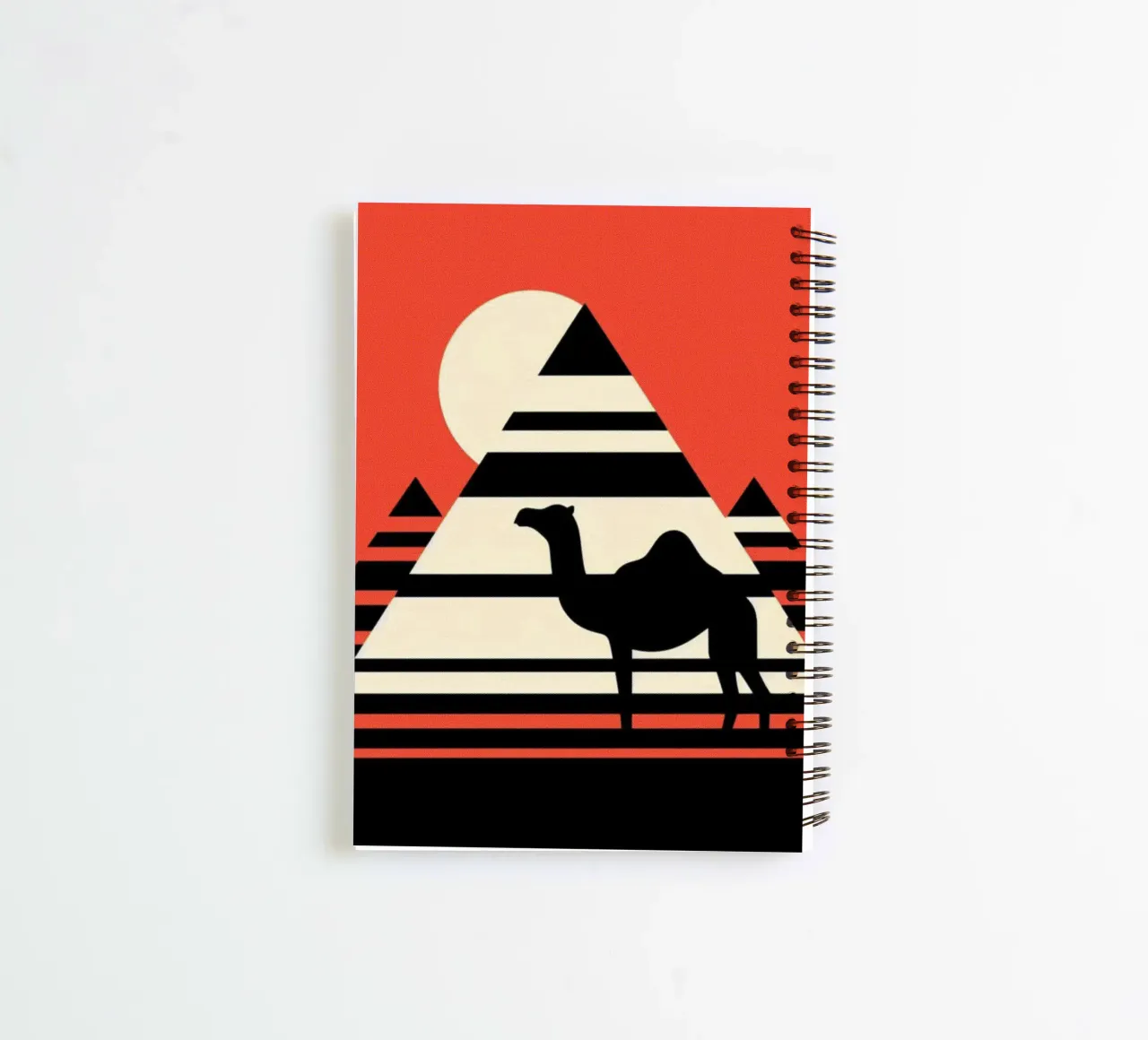 Pyramid with camel - Vintage poster print spiral notebook by posterprints-by-nomad