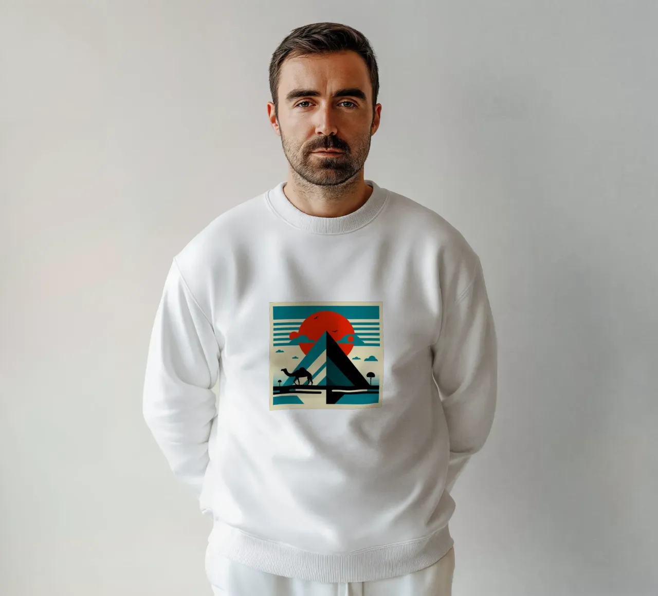 Pyramid with camel - Vintage poster print sweatshirt by posterprints-by-nomad