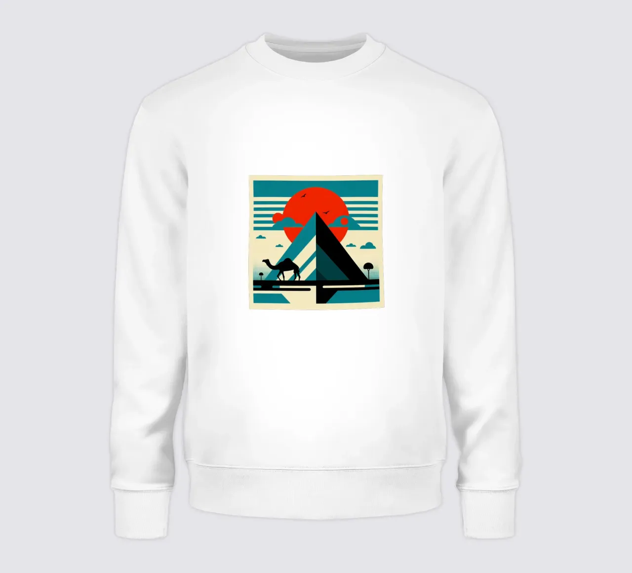 Pyramid with camel - Vintage poster print sweatshirt by posterprints-by-nomad