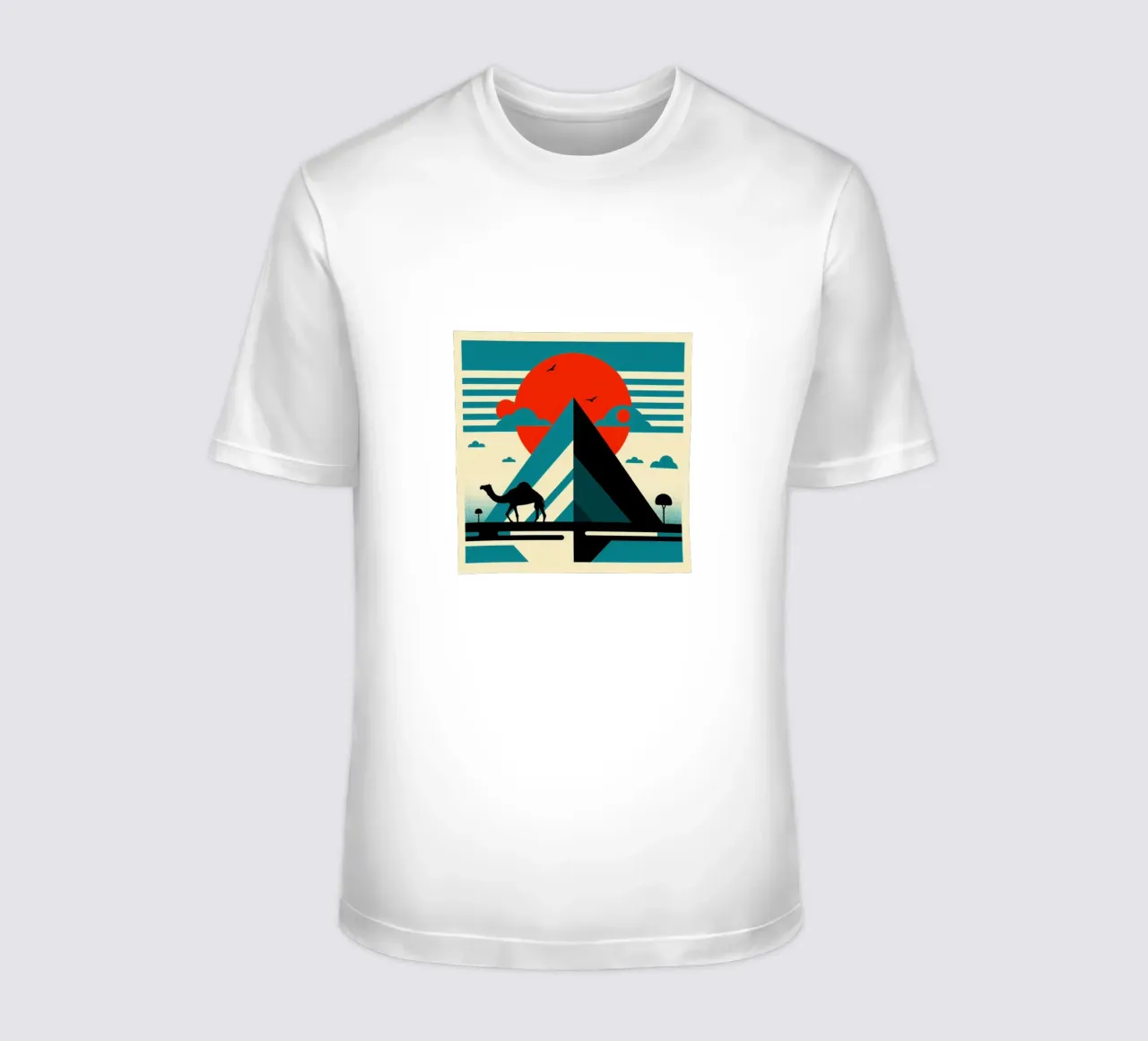 Pyramid with camel - Vintage poster print t-shirt by posterprints-by-nomad