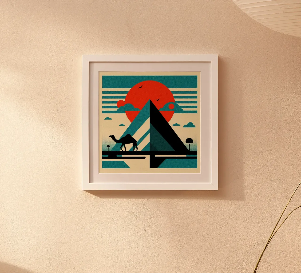 Pyramid with camel - Vintage poster print poster by posterprints-by-nomad