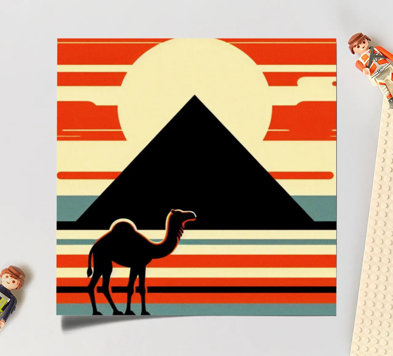Pyramid with camel - Vintage poster print sticker sheet by posterprints-by-nomad