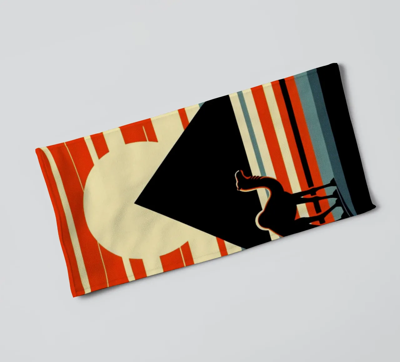 Pyramid with camel - Vintage poster print towel by posterprints-by-nomad