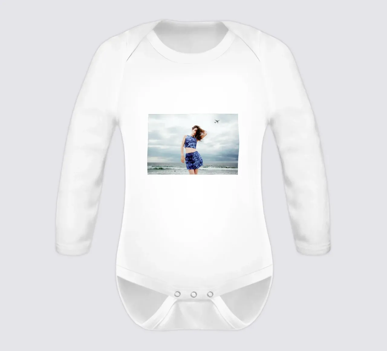 Airplanes long-sleeve baby romper by Aysha Banos