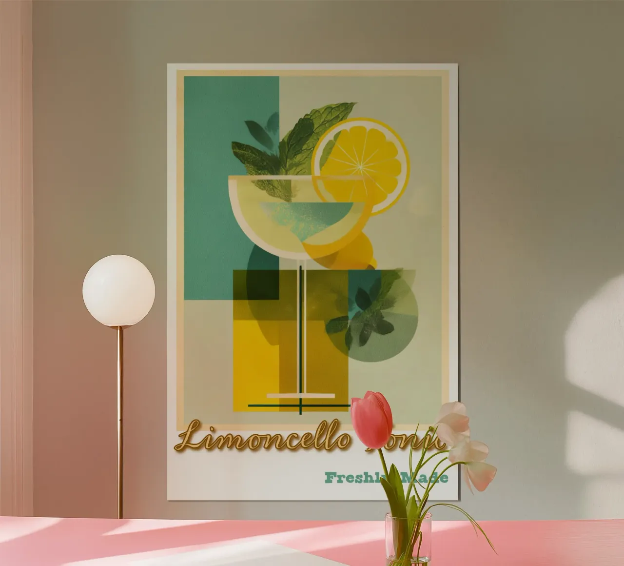 Limoncello Tonic – Sommerliches Retro Poster für Küche & Bar Hahnemühle von Artworkai Shop