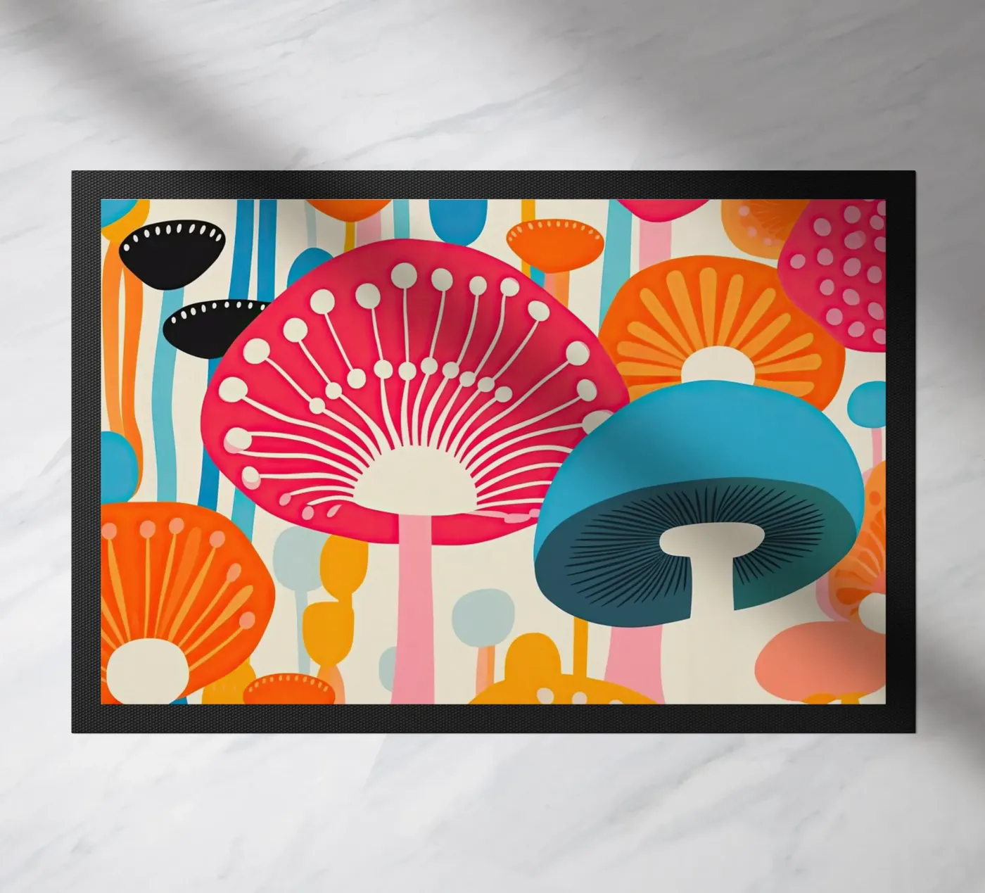Psychedelic mushroom pattern doormat by Autofocus