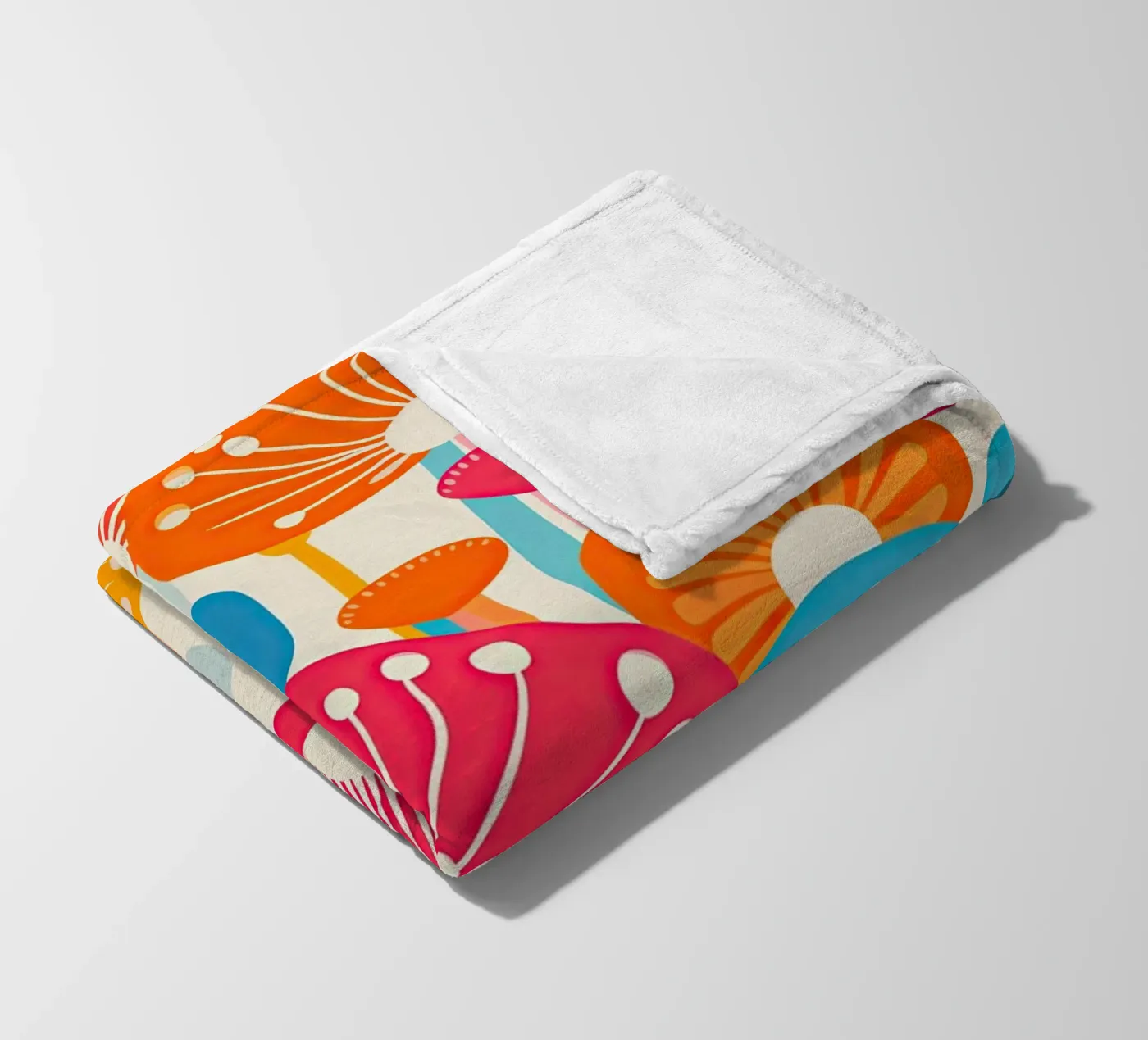 Psychedelic mushroom pattern fleece blanket by Autofocus