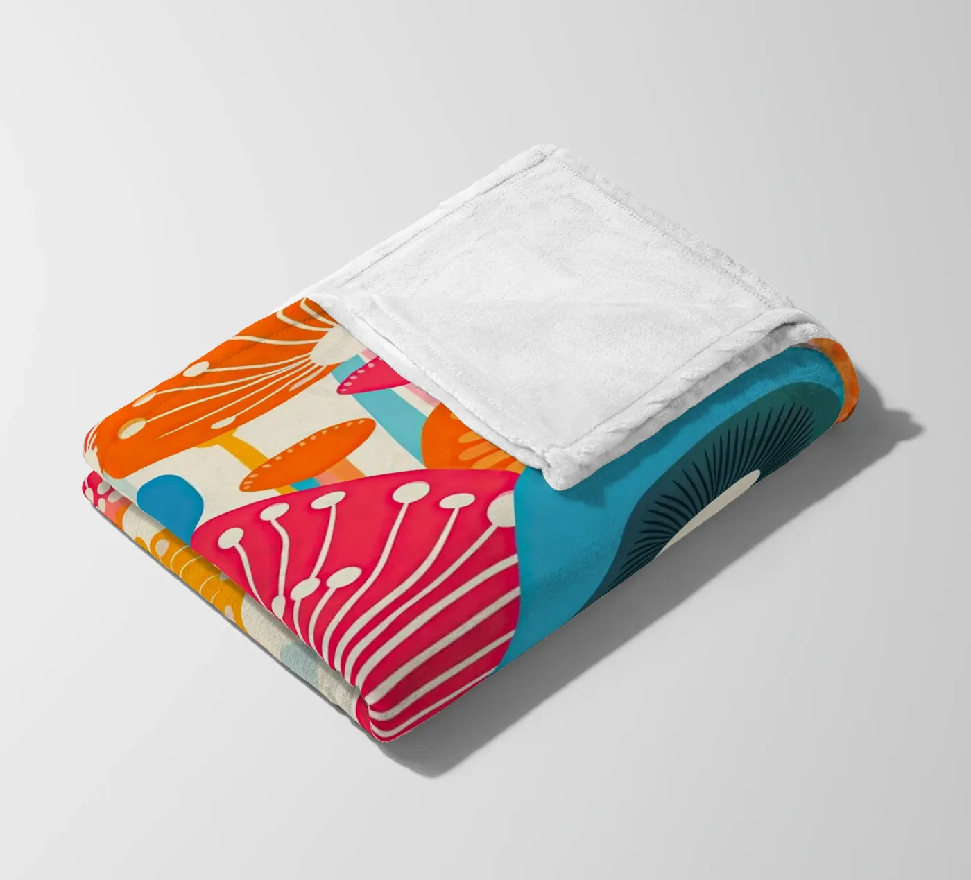 Psychedelic mushroom pattern fleece blanket by Autofocus