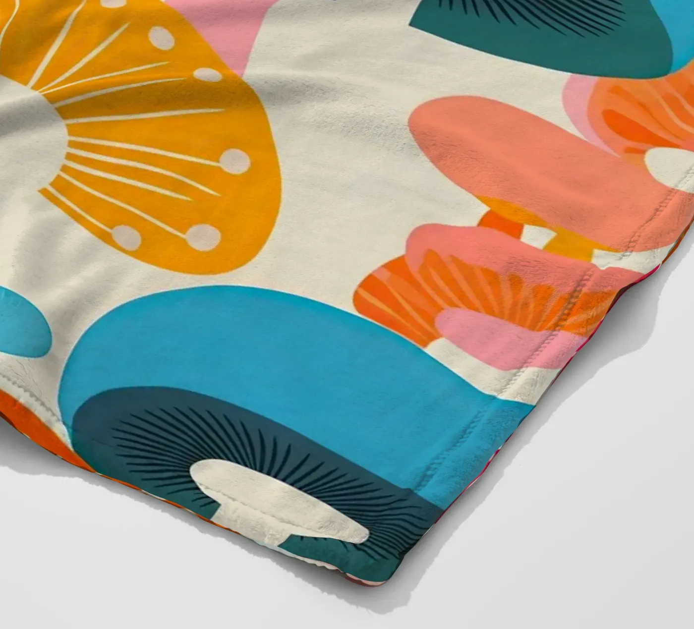 Psychedelic mushroom pattern fleece blanket by Autofocus