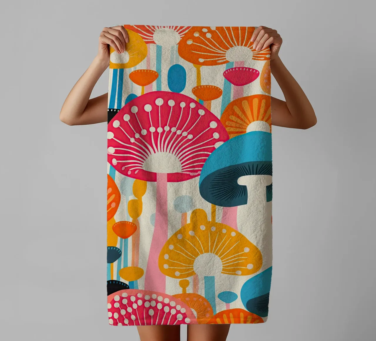 Psychedelic mushroom pattern towel by Autofocus