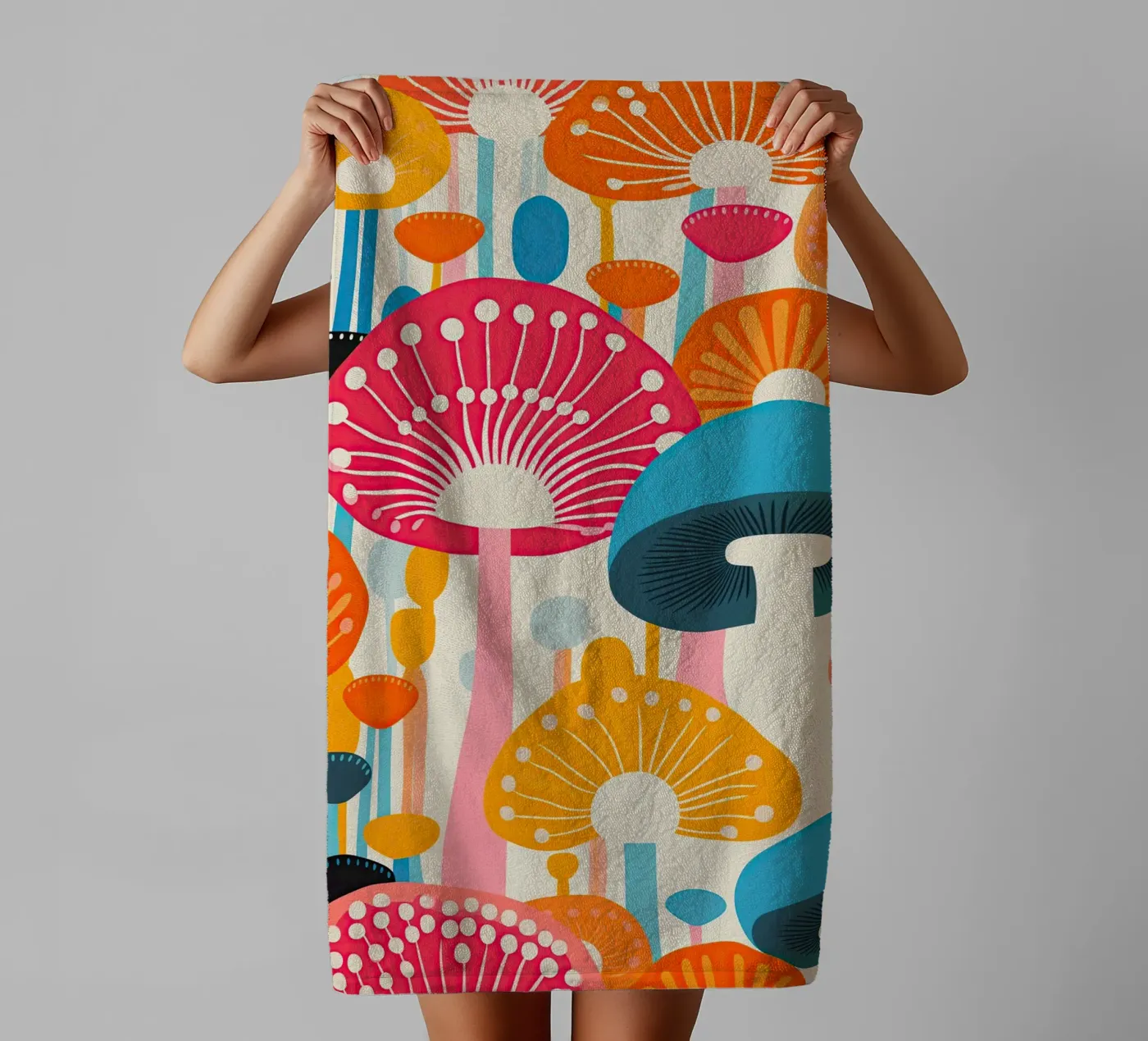 Psychedelic mushroom pattern towel by Autofocus
